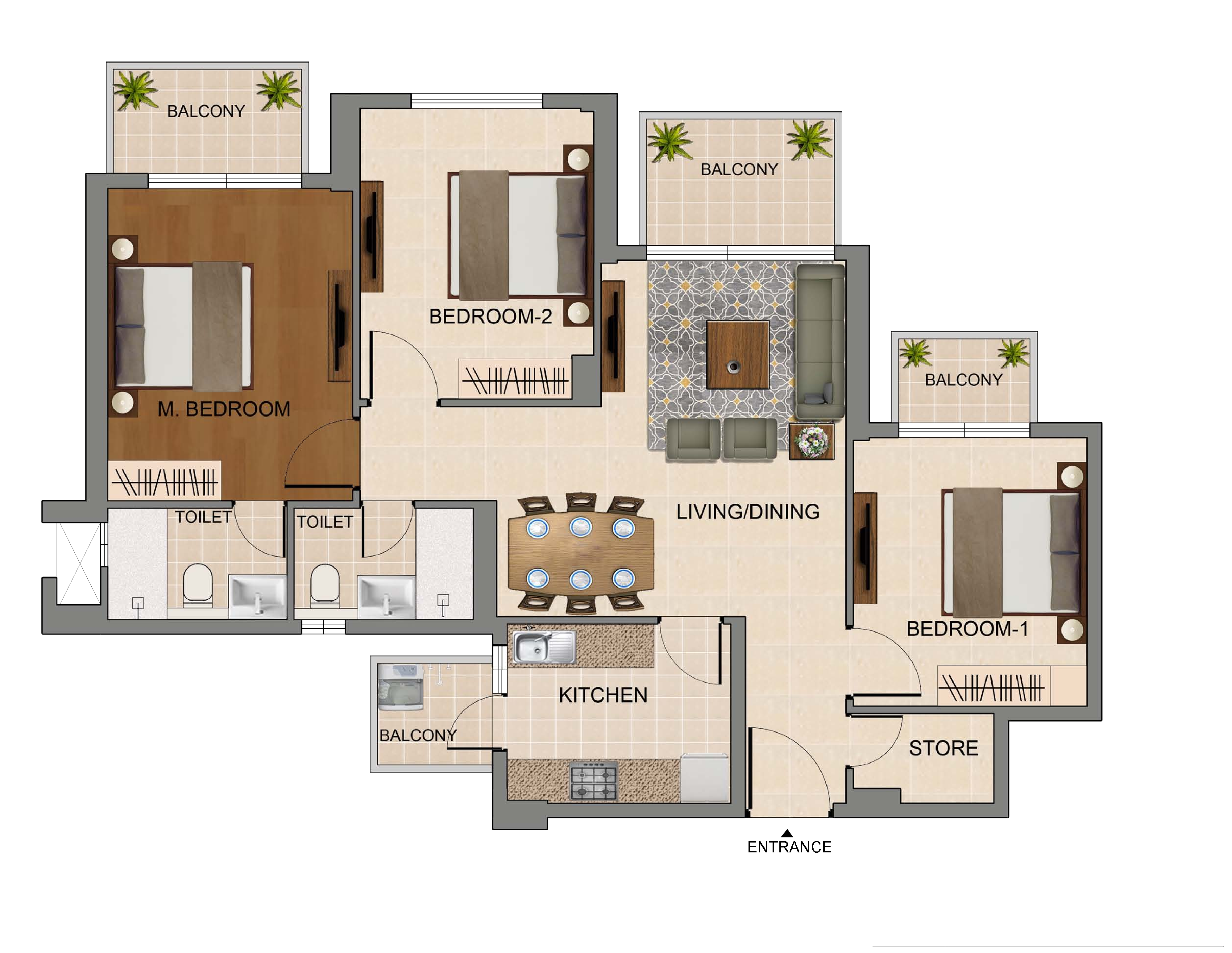 3 BHK + STORE (TYPE-I)