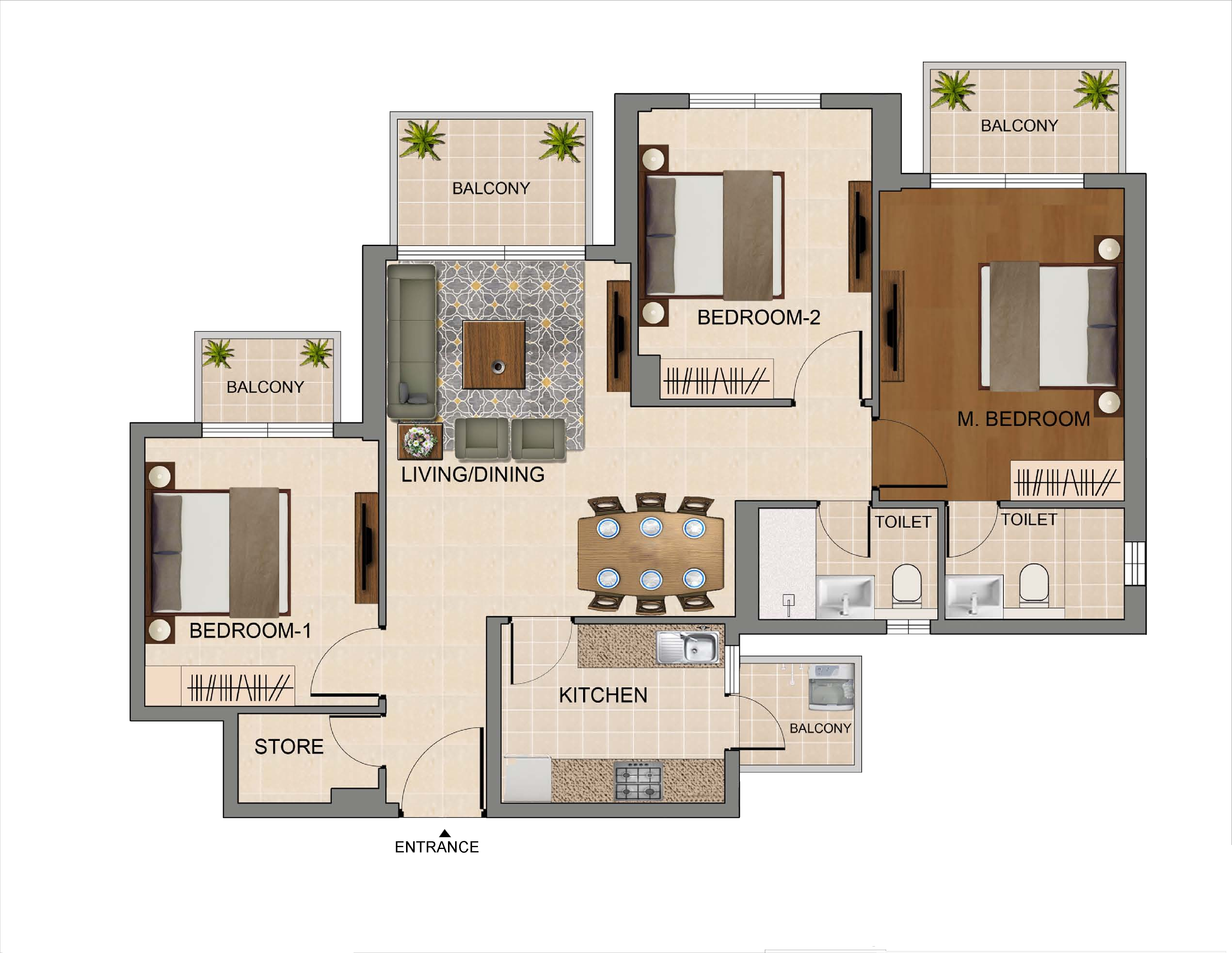 3 BHK + STORE (TYPE-II)